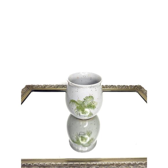 Small Specked Japan Stoneware Minature Date Palm Planter - Picture 1 of 7